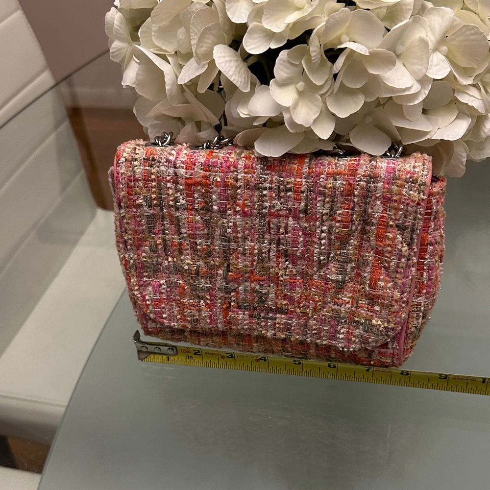 kate spade Pink and Coral Tweed Crossbody Bag with Silver Chain - Picture 3 of 15